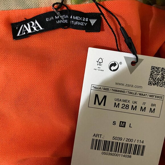 Zara Picante All Over Print Over The Shoulder Tulle Dress M - Picture 12 of 14